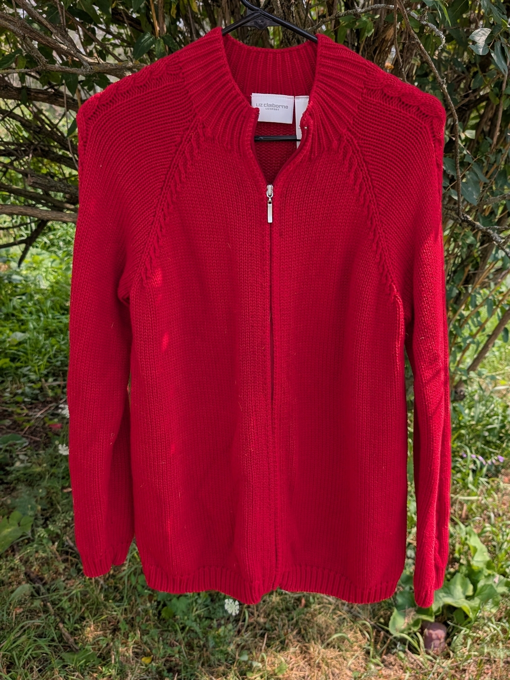 Liz Claiborne Vibrant Red Zip Cardigan Sweater